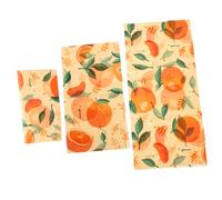 ABOOFAN Tissu de Conservation la Cire D’Abeille 3 Pièces, Emballages Alimentaires Réutilisables Orange, Protection Étanche et Respirante, Écologique et Solide, pour Conserver Aliments