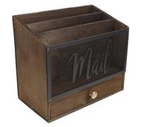 ABOOFAN Trieuse de Courrier de Bureau en Bois avec 3 Compartiments et Tiroir, Organisateur Polyvalent pour Documents, pour Bureaux Professionnels et Domiciles