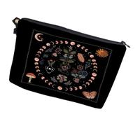 ABOOFAN Trousse de Maquillage Décorative Motif Lune et Fleurs, Paquet de Toilette Portable en Polyester, Grosse Capacité Pratique pour Voyage et Usage Quotidien