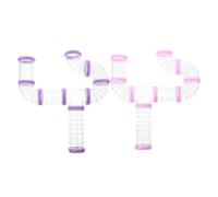 ABOOFAN Tunnel pour Hamster en Plastique Transparent 16 Tubes et Connecteurs, Accessoires Modulables DIY pour Cage, Jeu d'Exploration et Extension d'Habitat, Couleurs Rose et Violet