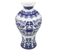 ABOOFAN Vase à Fleurs Mural Demi-Vase en Céramique Bleu et Blanc Vintage | Surface Émaillée Peinte à Main, Style Rétro D’inspiration Chinoise, Entrée et Décoration Maison