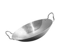 ABOOFAN Wok Acier Inoxydable avec Double Poignée Poêle Ronde pour Cuisson Maison et Camping Marmite à Induction Polyvalente pour Cuisine Tout Feu