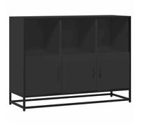 ABOTT@Buffet de Cuisine KENNETH - ENFILADE - Armoire Bas vitrine noir 100x35x76cm - Bois d’ingénierie - 927624