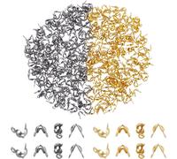 About 400pcs Stainless Steel Crimp Bead Ends,Foldable Open Clamshell Bead End Caps For Knots And Crimping Accessories
