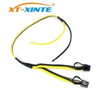about 50cm No Terminal Double carte vidéo graphique PCI-e PCIe 8pin 6 + 2pin diviseur cordon de câble d'alimentation avec Terminal pour mineur de forage 12AWG + 16AWG