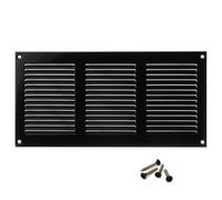 ABOUT VENT 300x150mm Grille de Ventilation en Acier Noir avec Moustiquaire - Grilles d'aération Métallique