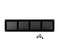 ABOUT VENT 400x100mm Grille de Ventilation en Acier Noir avec Moustiquaire - Grilles d'aération Métallique