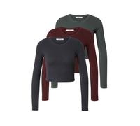 ABOUT YOU T-shirt 'Loretta' marron / gris chiné / vert foncé, Taille S