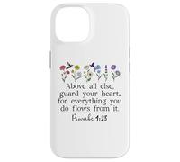 Above Else Guard Your Heart Proverbs 4:23 Bible Verse Jesus Coque pour iPhone 14
