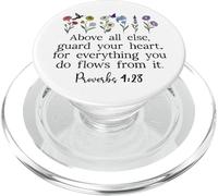 Above Else Guard Your Heart Proverbs 4:23 Bible Verse Jesus PopSockets PopGrip pour MagSafe