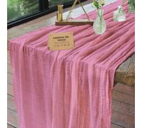 aboveBED Chemin de Table Rouge Rose, 85 x 300cm Chemins de Table Gaze Mousseline Tissu, Décoration de Table de Mariages, Anniversaires, Fêtes, Enterrements Thanksgiving de Noël