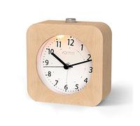 aboveClock Réveil analogique sans tic-tac - Réveil en bois avec snooze - Fonctionnement à piles - Réveil rétro analogique - Horloge de table avec veilleuse (1 pile AA nécessaire) - Bois naturel marron