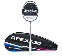 AboveGenius Ensemble de raquettes de badminton en fibre de carbone, raquette professionnelle légère (5UG4) - Prestrung, comprend 1/2 raquettes avec un sac de transport pour jeux de jardin pour la