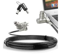 AboveTEK Câble Antivol 3-en-1 pour Ordinateur Portable avec 2 Clés, Compatible K-Slot, Nano & Wedge Slot - Serrure Acier 4 Chiffres Réinitialisable avec Tête Rotative 360°