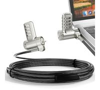 AboveTEK Câble Antivol 3-en-1 pour Ordinateur Portable - Verrou à Code 2m, Compatible K-Slot, Nano & Wedge Slot - Serrure Acier 4 Chiffres Réinitialisable avec Tête Rotative 360°