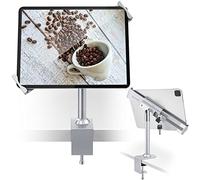 AboveTEK Support antivol verrouillable pour Tablette - 360/320 POS Swivel Support de Table de Bureau avec Pince pour iPad 7 à 11 Pouces Fire Microsoft Galaxy Tab Google (Blanc)