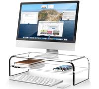 AboveTEK Support de Moniteur en Acrylique à 2 Niveaux pour Bureau à Domicile, 48 x 22 x 14 cm, Support de Bureau pour iMac, Ordinateur Portable, Imprimante, TV