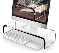 AboveTEK Support de Moniteur en Acrylique, Bureau de Moniteur, Port PC, 52 cm x 20 cm x 9 cm pour Moniteur/Haut-Parleur/TV/PC/Ordinateur Portable