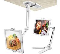 AboveTEK Support de Tablette - 2 en 1 Support de Cuisine Mural de Tablette avec Multi Angle Rotation de 360 Degrés pour iPad iPhone Samsung (4.7-13.5 Pouce) -Blanc