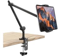 AboveTEK Support de Tablette, Bras de Support Réglable en Alu pour iPad, pour Bureau et Lit, avec Rotation à 360°, Compatible avec iPad Pro Air Mini Galaxy Tab de 4,7 à 13,5 Pouces - Noir