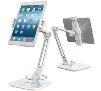 AboveTEK Support de Tablette en Aluminium à Bras Long pour iPad/iPhone/Samsung/ASUS et Autres Appareils de 4 "à 11", Flexible à 360 °, Adapté au lit/Cuisine/Bureau (Blanc)