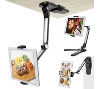 AboveTEK Support de Tablette Support 2 en 1 Mural et de Cuisine pour Tablette avec Rotation Multi-Angle de 360 degrés, Compatible avec iPad, iPhone, Samsung (4.7-13.5 Pouce) - Noir