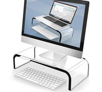 AboveTEK Support Écran Acrylique Transparent, Support Bureau Ordinateur & Portable, Qualité Premium Support de Moniteur pour Bureau à Domicile, Réhausseur d'Écran pour TV PC Mac 30.8x20.8x10cm