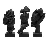 aboxoo Lot de 3 statues de penseur Silence is Gold - Figurines d'art abstrait No Hear No See No Speak - Sculptures modernes en résine - Objets décoratifs modernes pour chambre créative, maison, bureau