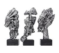 aboxoo Lot de 3 Statues de penseur Silence is Gold - Figurines d'art Abstrait « No Hear No See No Speak » - Sculptures Modernes en résine - Objets décoratifs Modernes pour Chambre créative, Maison