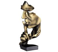 aboxoo Statue de penseur, Silence is Gold Art Abstrait, Sculptures Modernes en résine, Objets décoratifs, Piano, décoration de Bureau pour Chambre créative, Maison, Bureau (doré)