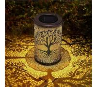ABPWO Lanterne de jardin solaire colorée à motif de tournesol - Étanche - Décoration de jardin pour cour, terrasse, cadeaux (grand arbre, 1 pièce)