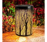 ABPWO Lot de 2 lanternes solaires colorées à suspendre en forme de tournesol pour jardin, cour, terrasse, cadeaux (bois, 2 pièces)