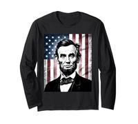 Abraham Abe Lincoln 4 Juillet Vacances USA Président Patriot Manche Longue