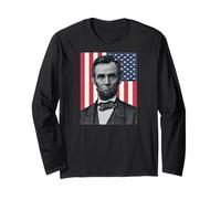 Abraham Abe Lincoln 4 Juillet Vacances USA Président Patriot Manche Longue