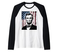 Abraham Abe Lincoln 4 Juillet Vacances USA Président Patriot Manche Raglan