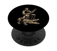 Abraham Funny Abe Lincoln Jouant de la Guitare Crocodile PopSockets PopGrip Adhésif