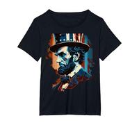 Abraham Lincoln 4 Juillet Drapeau américain Homme Femme Merica T-Shirt, Femme Grandes Tailles, Noir, 3X