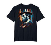 Abraham Lincoln 4 Juillet Drapeau américain Homme Femme Merica T-Shirt, Homme Grandes Tailles, Noir, 5X Tall