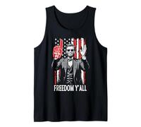 Abraham Lincoln 4th Of July Freedom Y'All Drapeau en mousse Débardeur