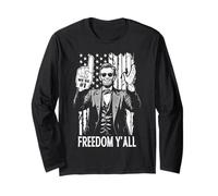 Abraham Lincoln 4th Of July Freedom Y'All Drapeau en mousse Manche Longue