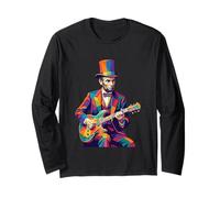 Abraham Lincoln Abe Lincoln Jouant de la Guitare Pop Art Manche Longue