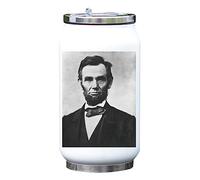 Abraham Lincoln American Picture Bouteille isotherme en noir et blanc pour boissons Blanc Taille unique