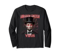 Abraham Lincoln Computer Virus Meme aux Yeux Rouges effrayants Manche Longue