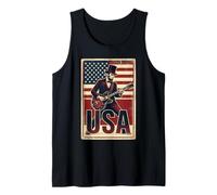 Abraham Lincoln Guitariste Drapeau USA Vintage Rocker Débardeur