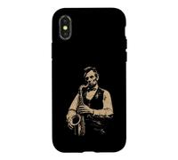 Abraham Lincoln Jouant du Saxophone drôle Sax Player Musicien Coque pour iPhone X/XS