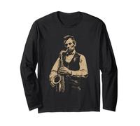 Abraham Lincoln Jouant du Saxophone drôle Sax Player Musicien Manche Longue