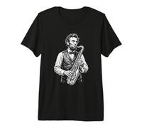 Abraham Lincoln Jouant du Saxophone Histoire drôle T-Shirt Haut de Gamme