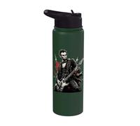 Abraham Lincoln joue de la guitare électrique à bascule histoire drôle Stainless Steel Insulated Water Bottle