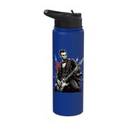 Abraham Lincoln joue de la guitare électrique à bascule histoire drôle Stainless Steel Insulated Water Bottle