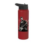 Abraham Lincoln joue de la guitare électrique à bascule histoire drôle Stainless Steel Insulated Water Bottle